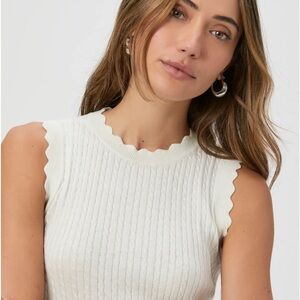 Paige “Somi“ on trend sweater vest rib texture soft stretch ruffle detail